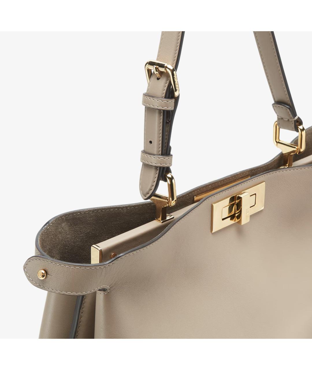 FENDI Бежевая кожаная сумка тоут, фото 6