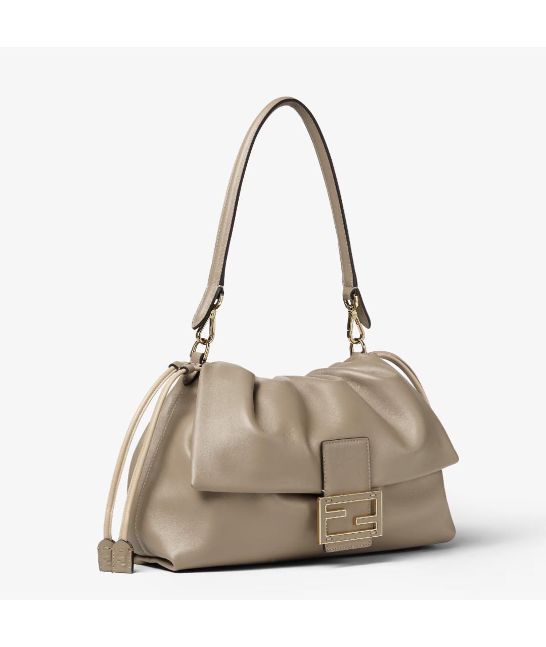 FENDI Бежевая кожаная сумка через плечо, фото 3