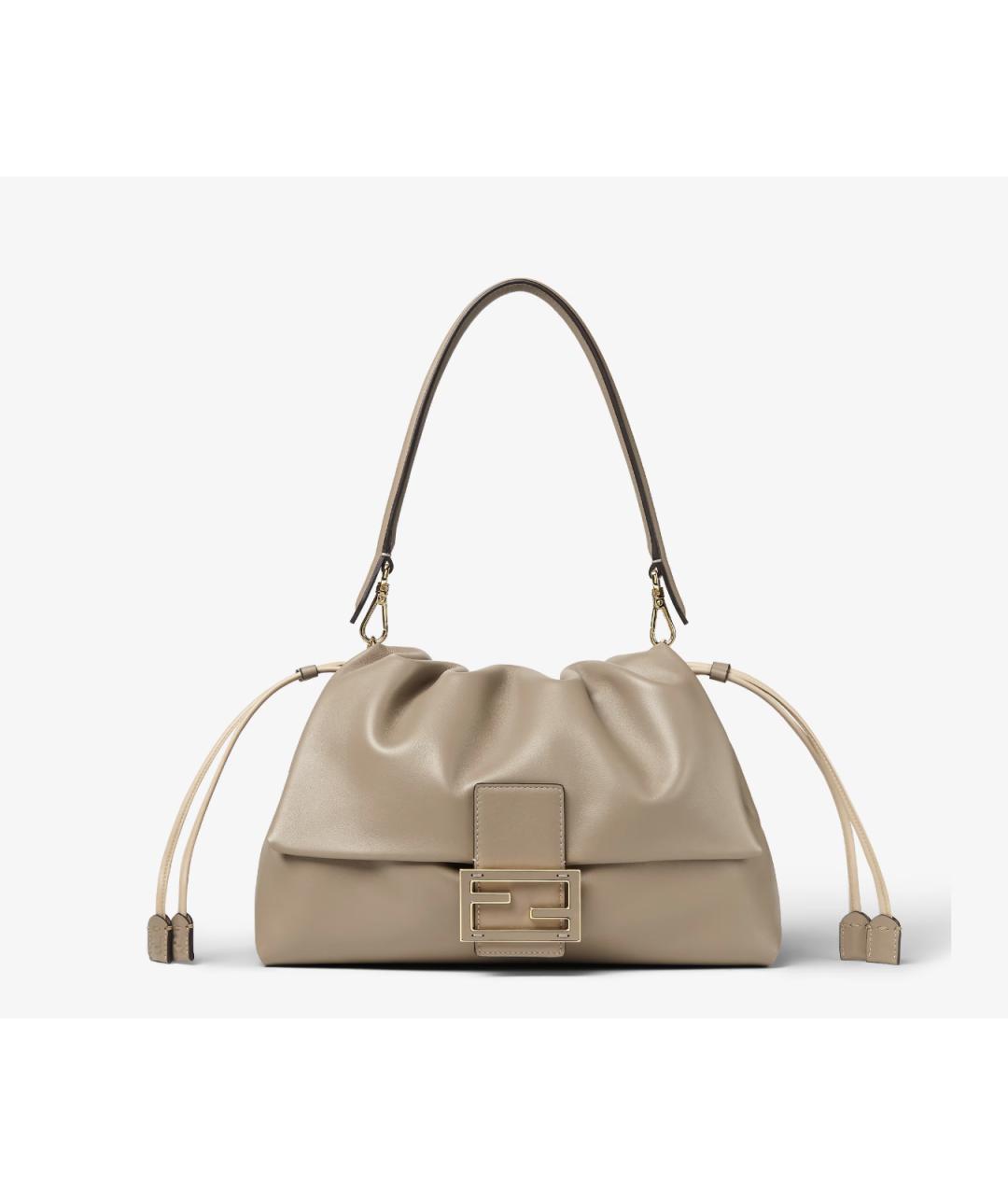 FENDI Бежевая кожаная сумка через плечо, фото 7