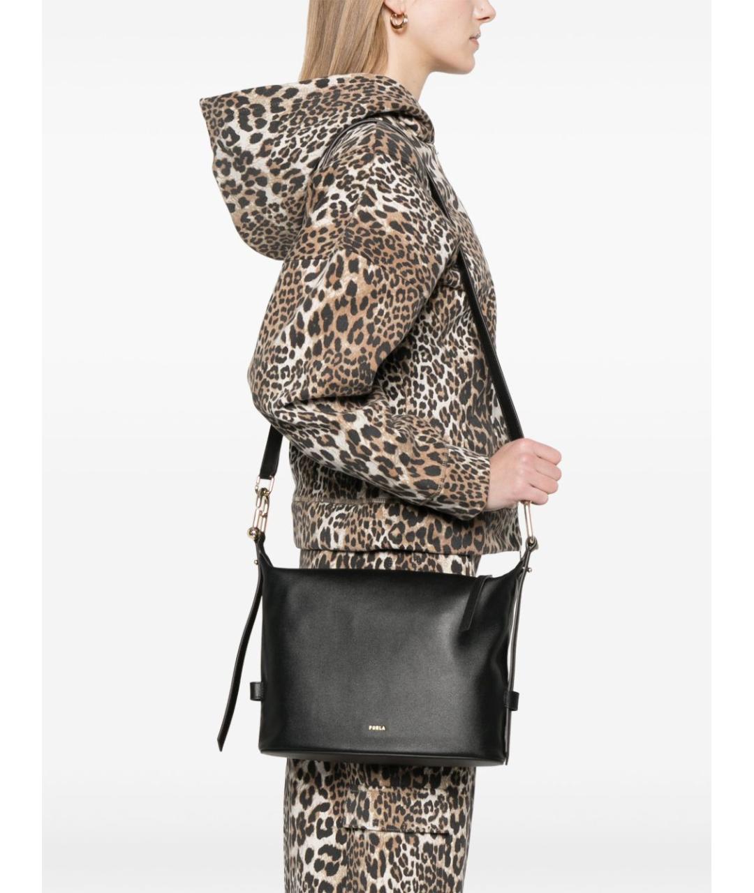 FURLA Черная кожаная сумка через плечо, фото 4