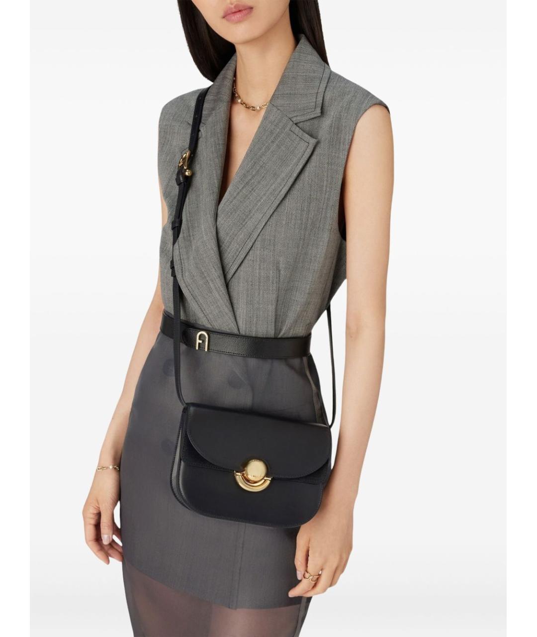 FURLA Черная кожаная сумка через плечо, фото 3