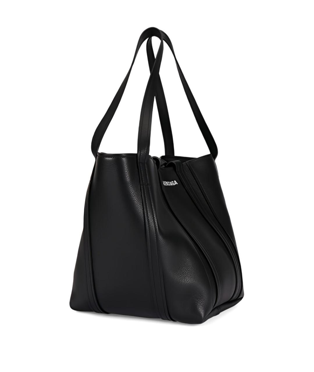 BALENCIAGA Черная кожаная сумка тоут, фото 6