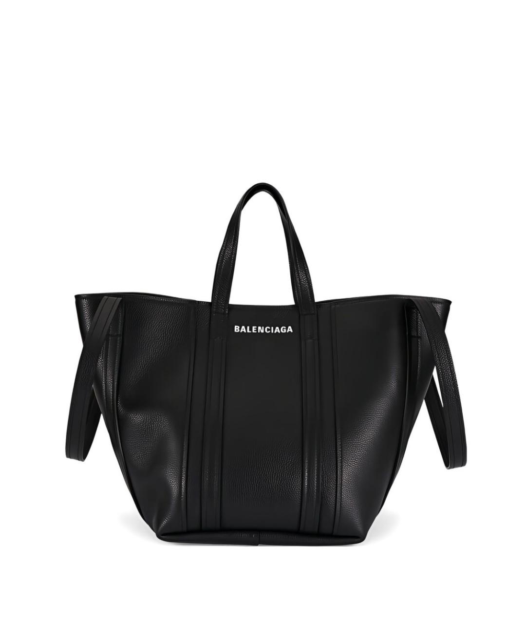 BALENCIAGA Черная кожаная сумка тоут, фото 1