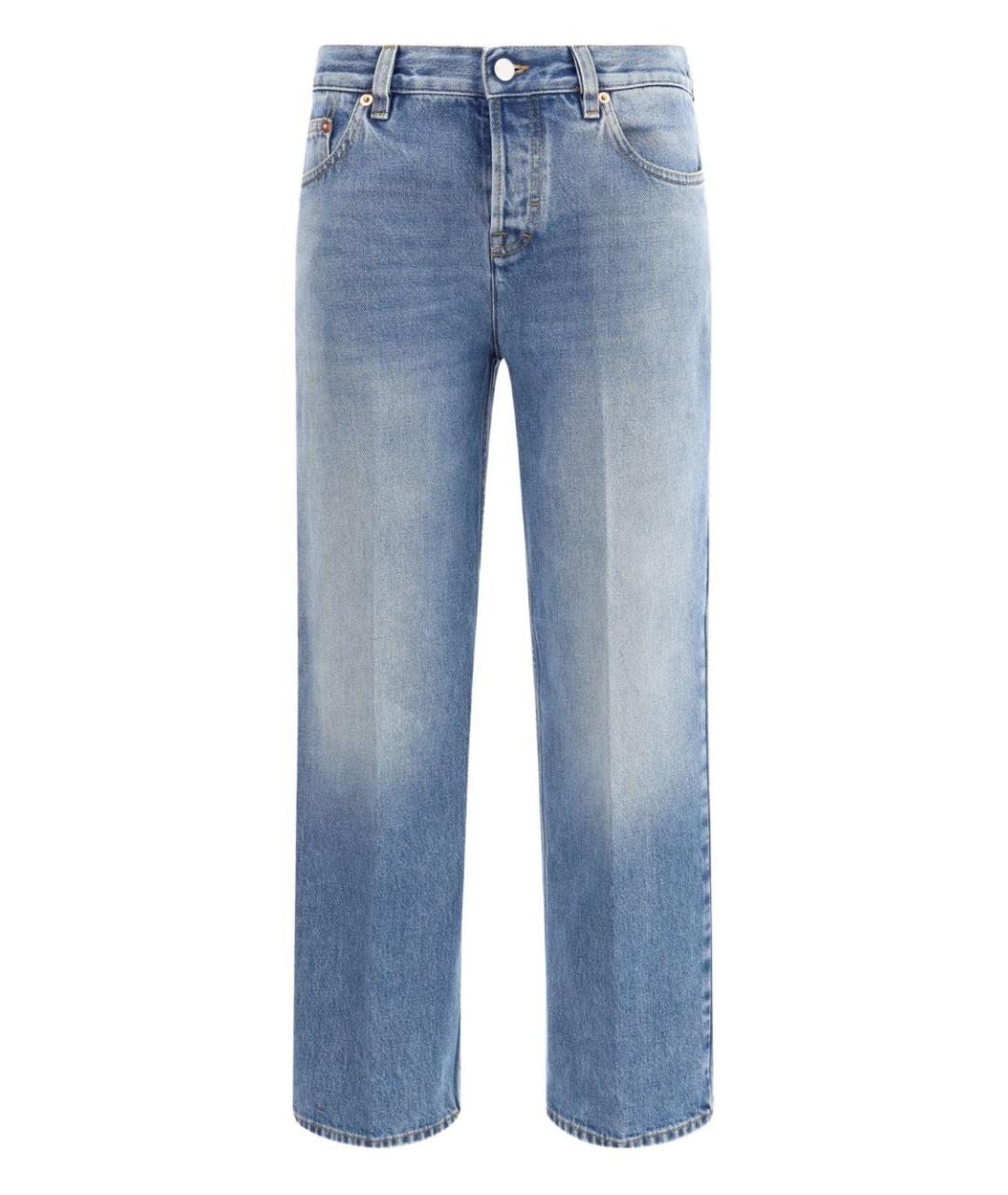 GUCCI Голубые хлопковые прямые джинсы, фото 1