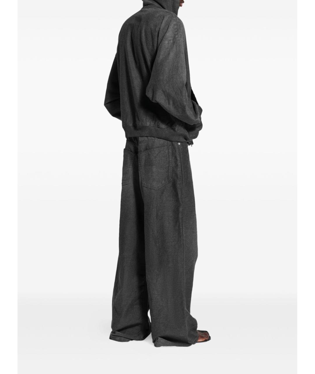 BALENCIAGA Антрацитовые хлопковые прямые джинсы, фото 2