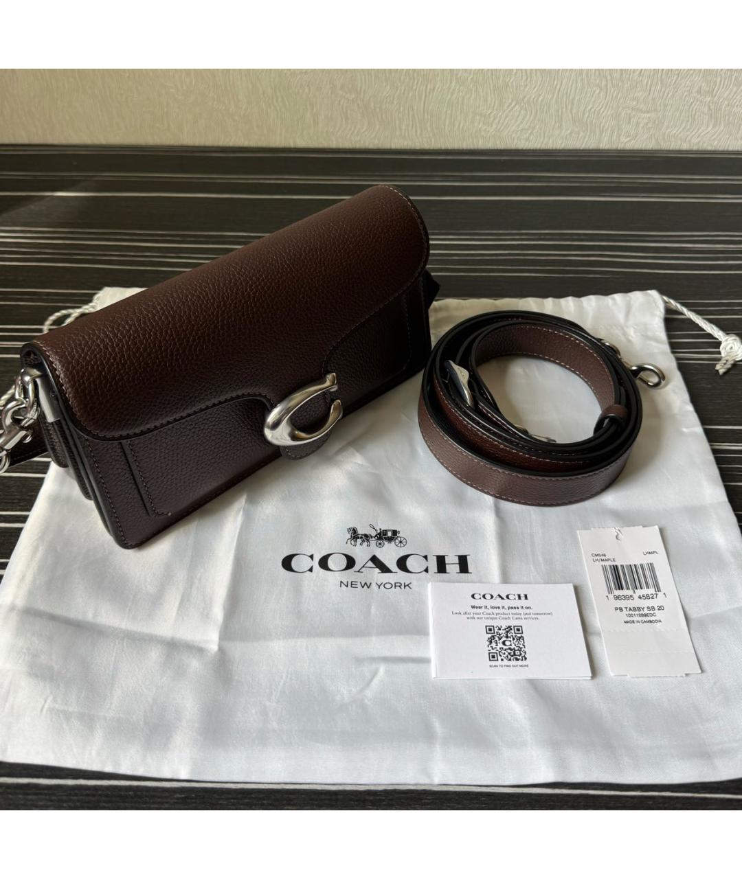 COACH Коричневая кожаная сумка через плечо, фото 5