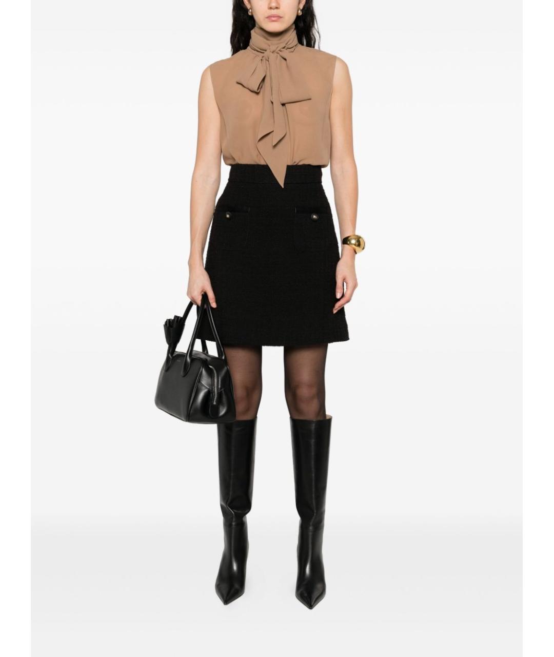 DOLCE&GABBANA Черная твидовая юбка мини, фото 4