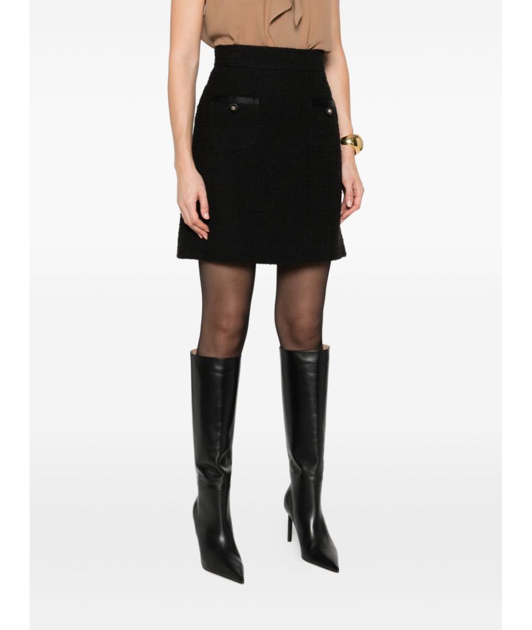DOLCE&GABBANA Черная твидовая юбка мини, фото 5