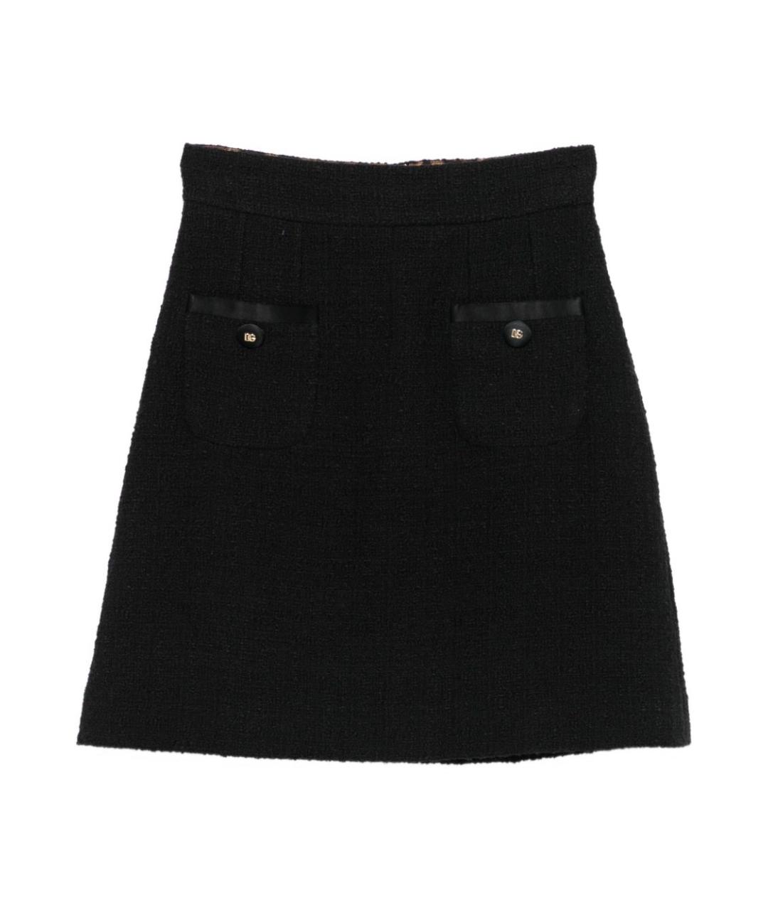 DOLCE&GABBANA Черная твидовая юбка мини, фото 1