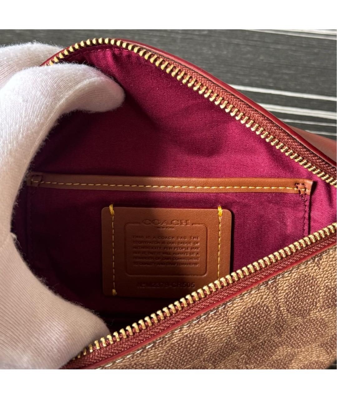 COACH Коричневая кожаная поясная сумка, фото 5