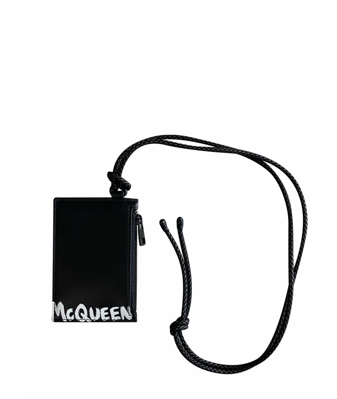 ALEXANDER MCQUEEN Черный кожаный кардхолдер, фото 1