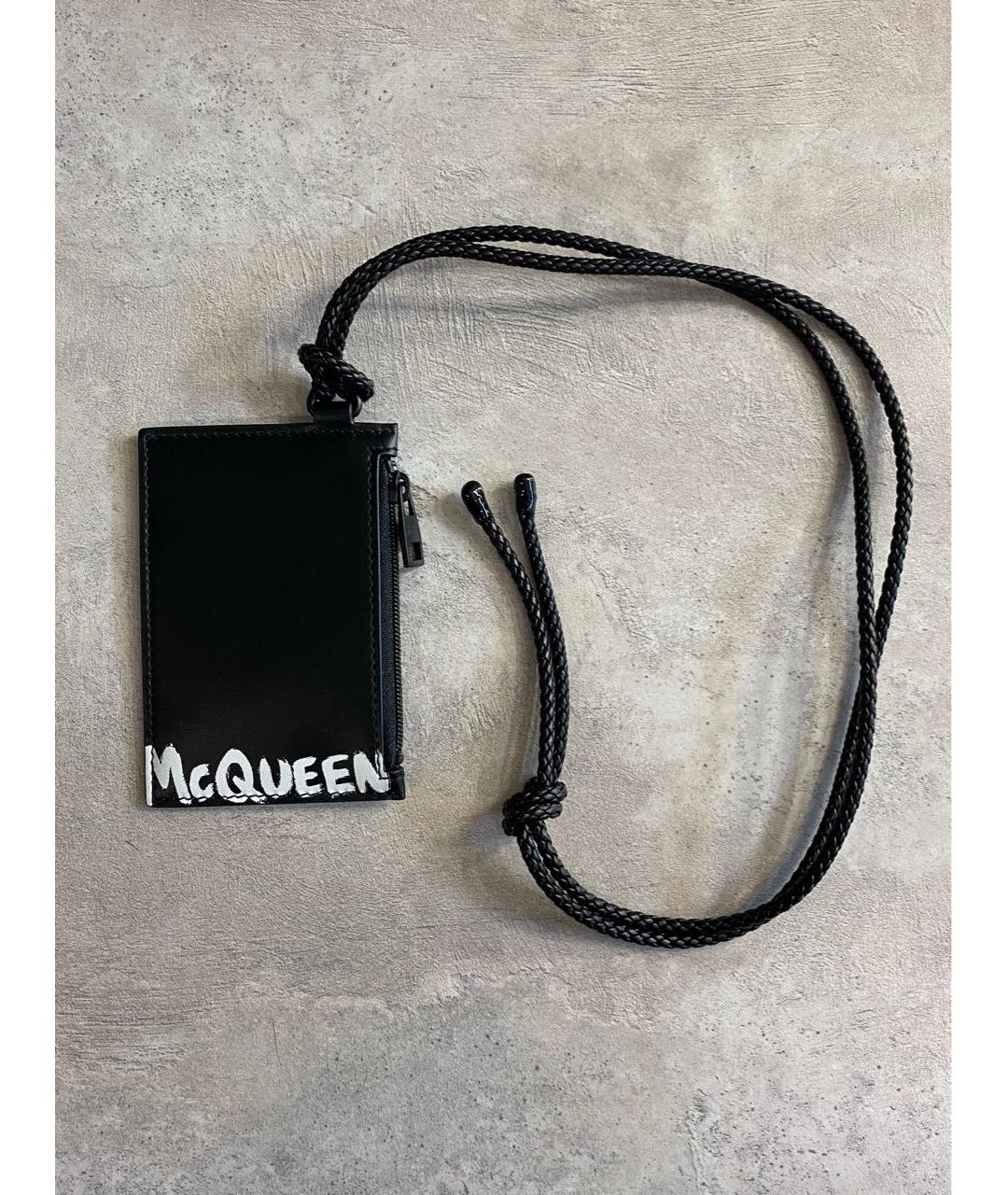 ALEXANDER MCQUEEN Черный кожаный кардхолдер, фото 6