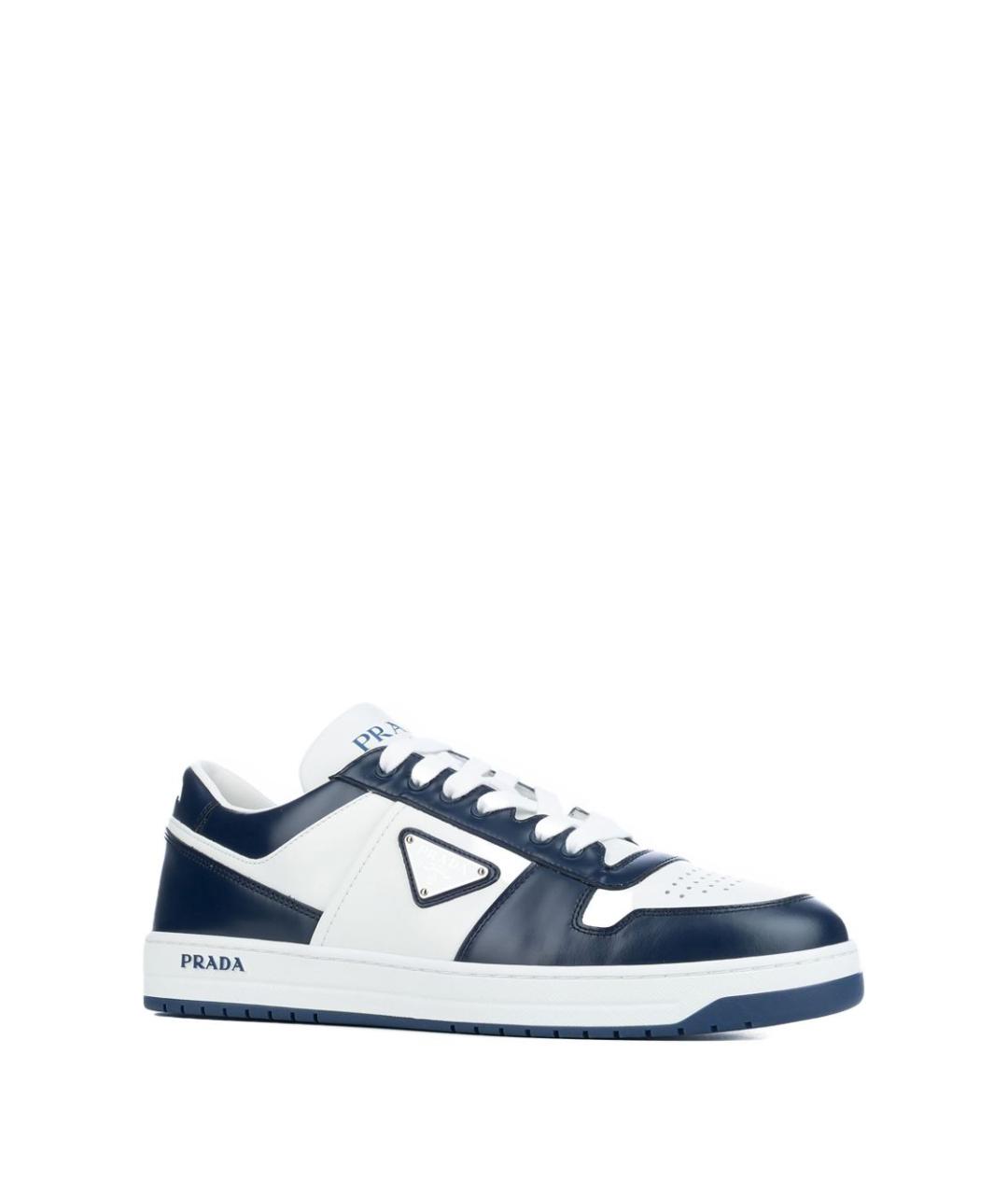 PRADA Белые кожаные низкие кроссовки / кеды, фото 3