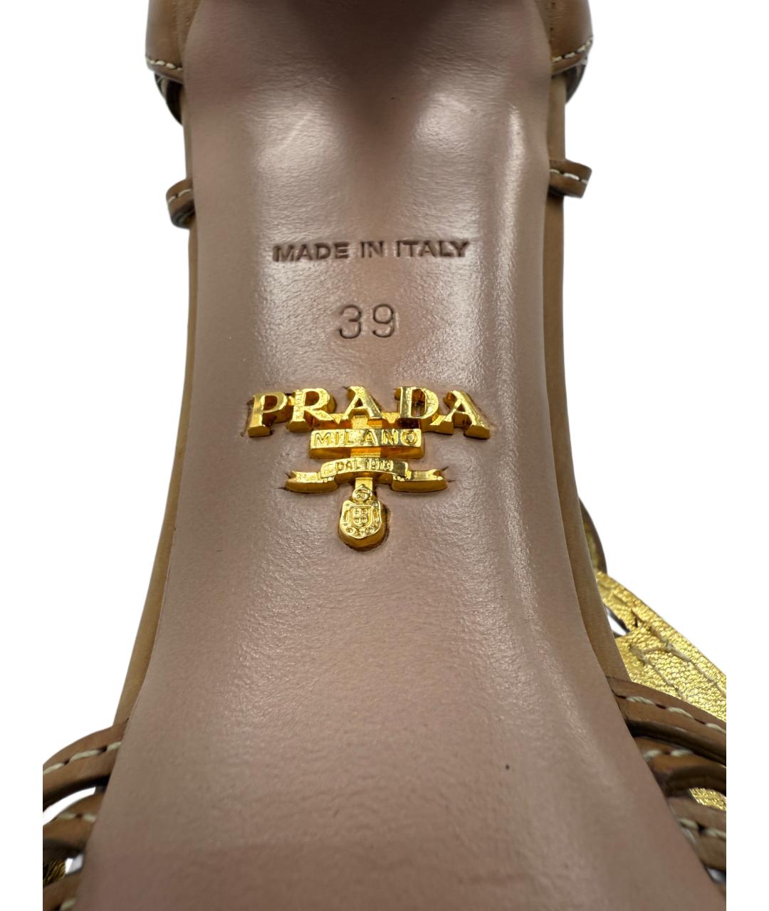 PRADA Коричневые кожаные босоножки, фото 8
