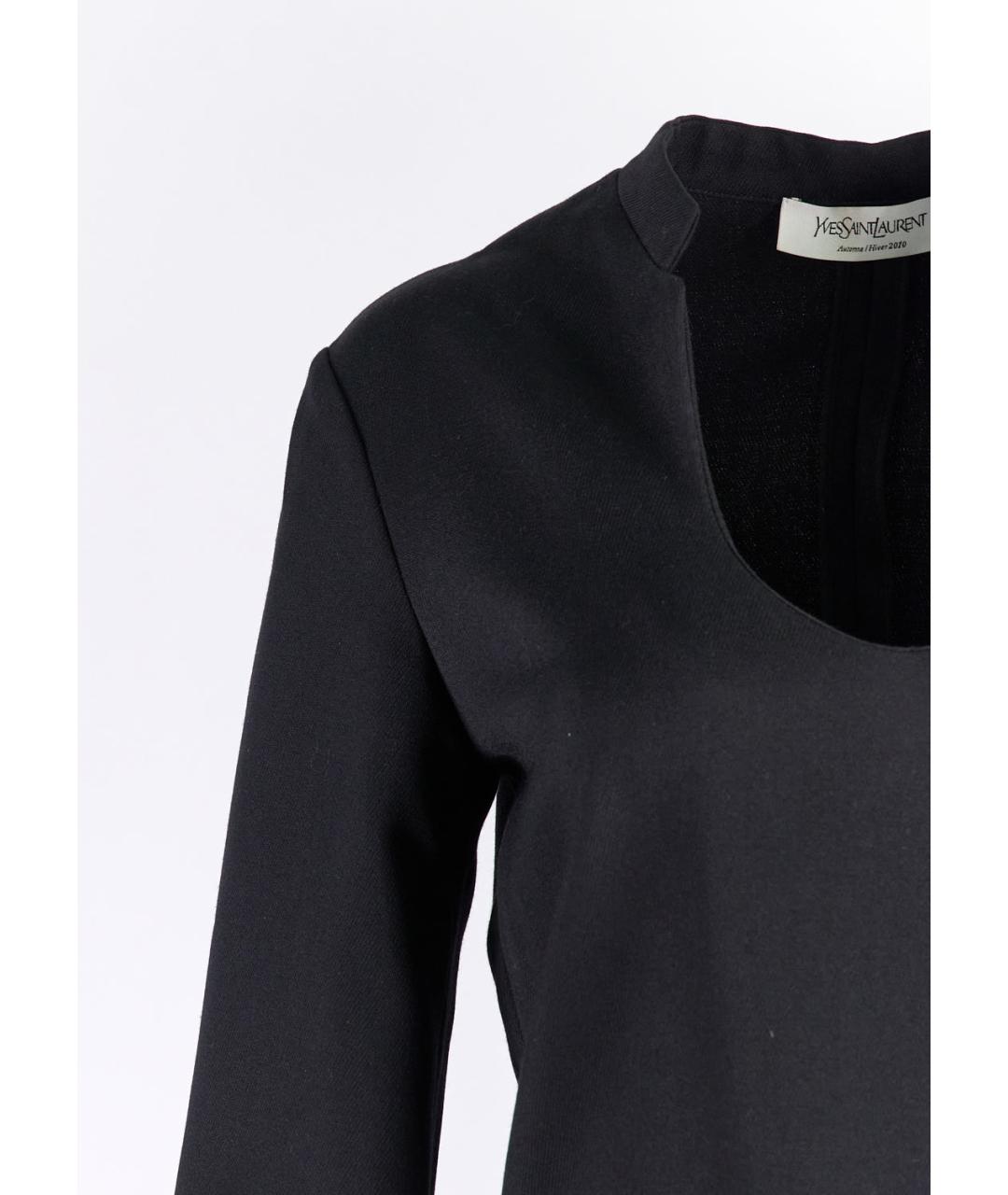 SAINT LAURENT Черное шерстяное повседневное платье, фото 2