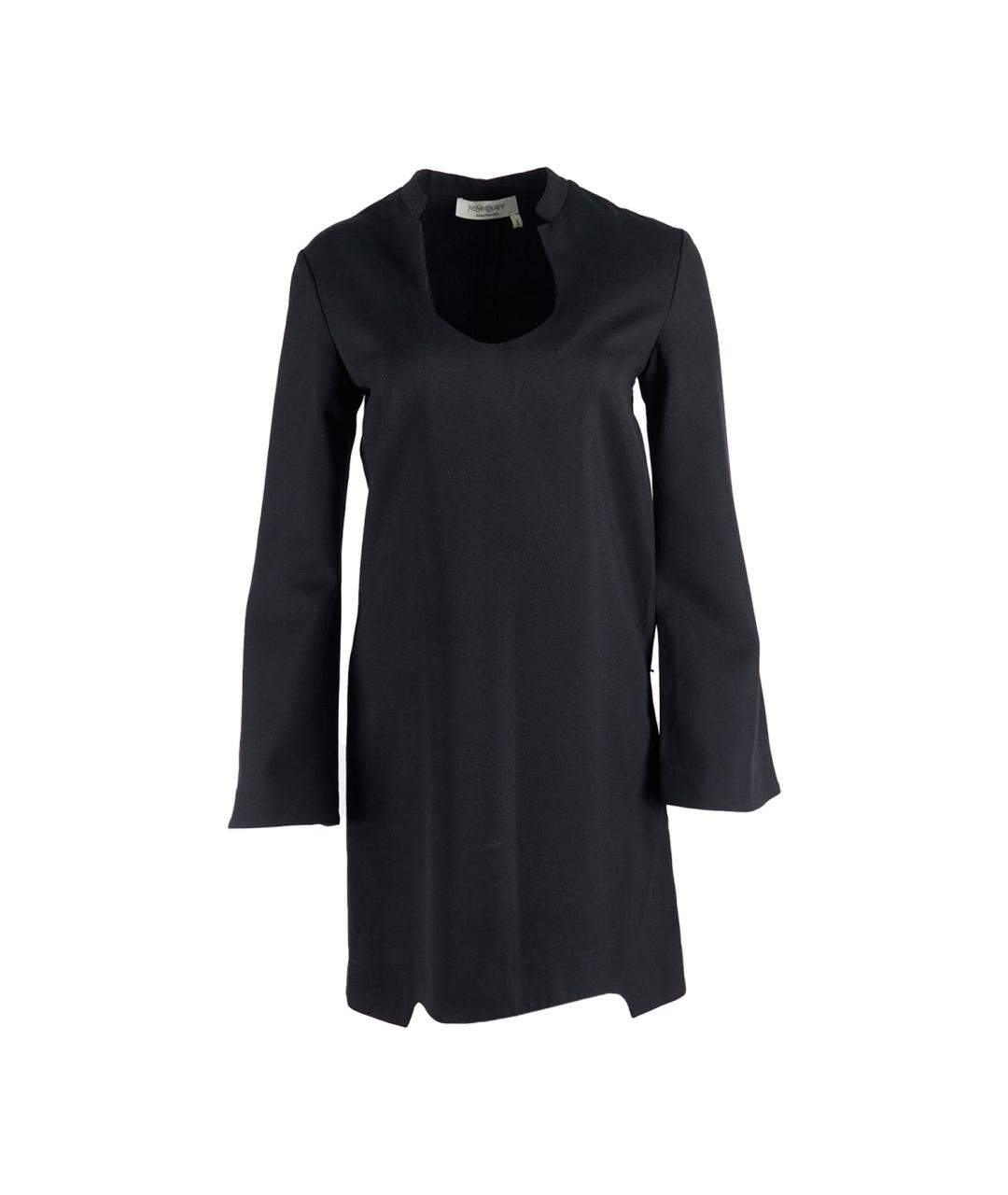 SAINT LAURENT Черное шерстяное повседневное платье, фото 1