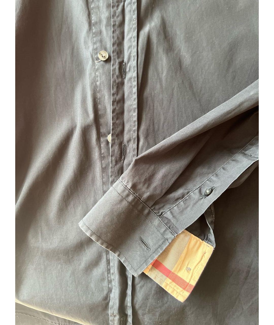 BURBERRY Черная хлопковая классическая рубашка, фото 4
