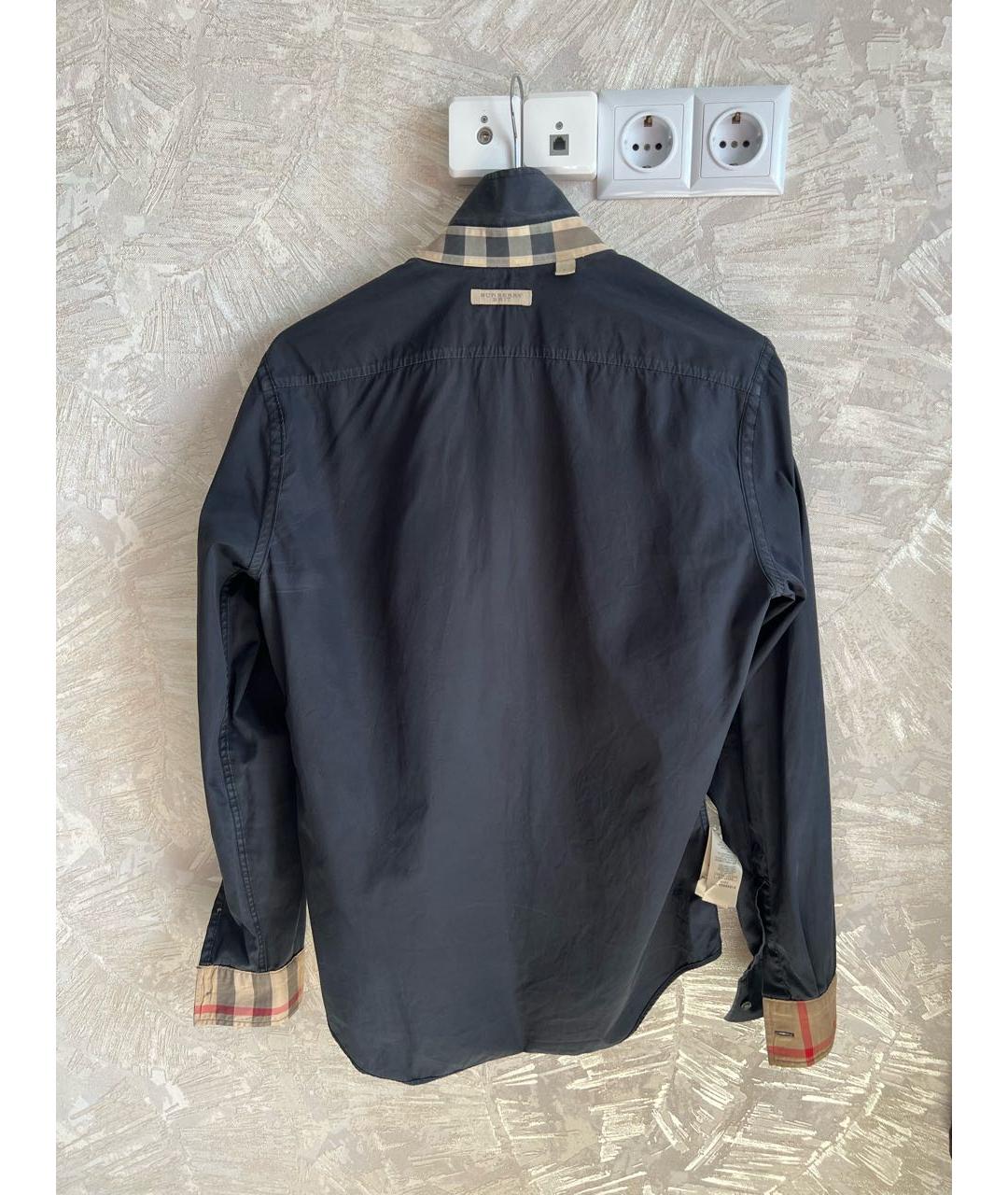 BURBERRY Черная хлопковая классическая рубашка, фото 3