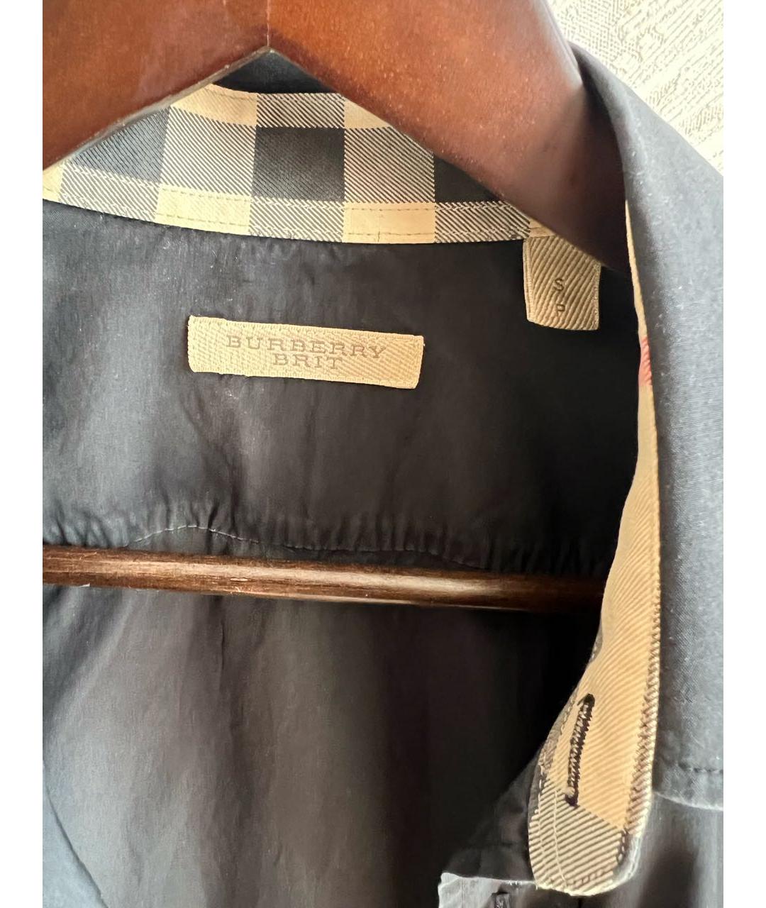 BURBERRY Черная хлопковая классическая рубашка, фото 5