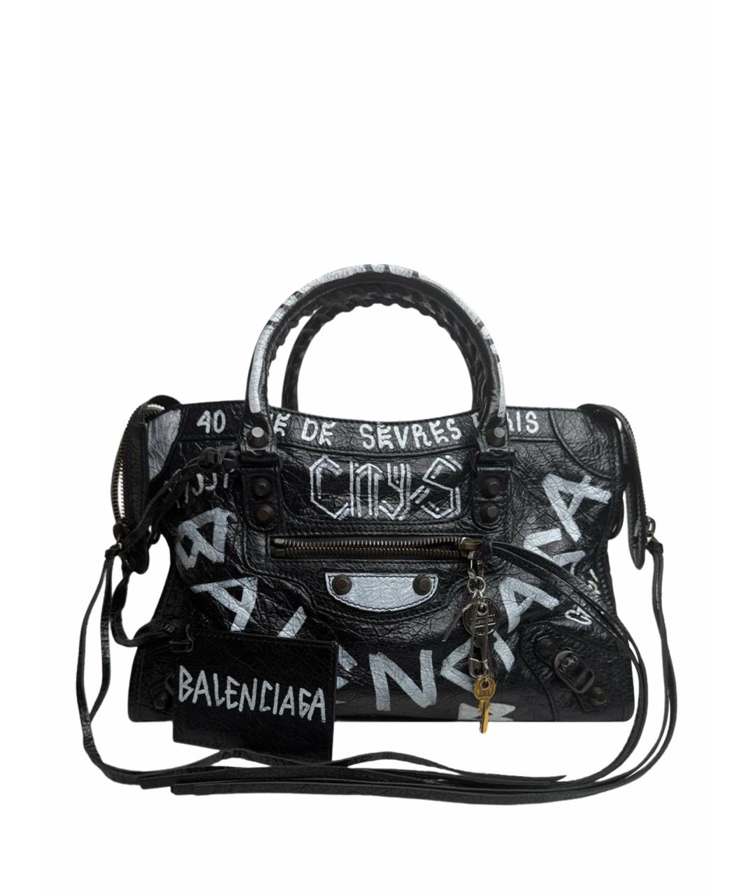 BALENCIAGA Черная кожаная сумка с короткими ручками, фото 1
