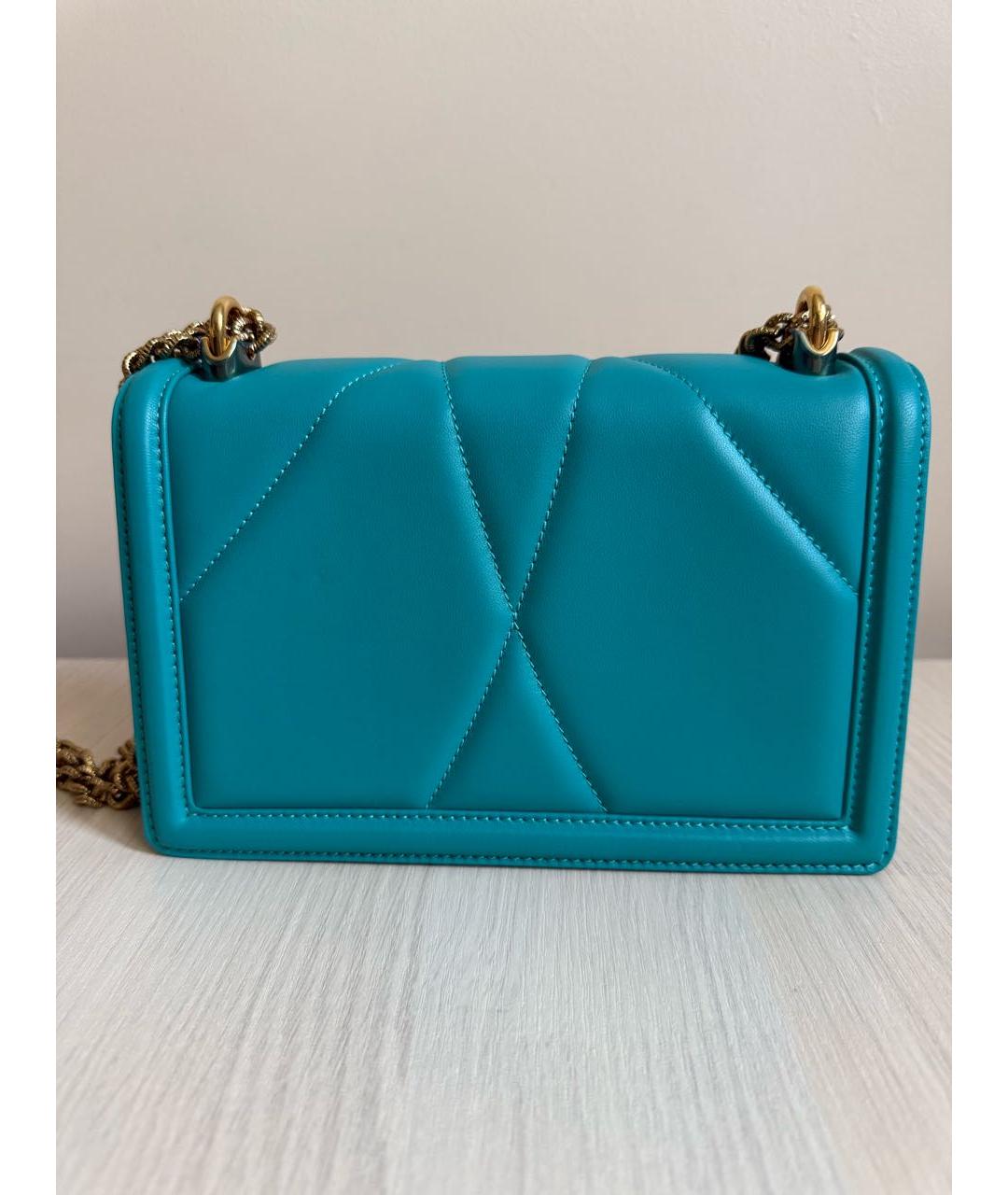 DOLCE&GABBANA Бирюзовая кожаная сумка через плечо, фото 3