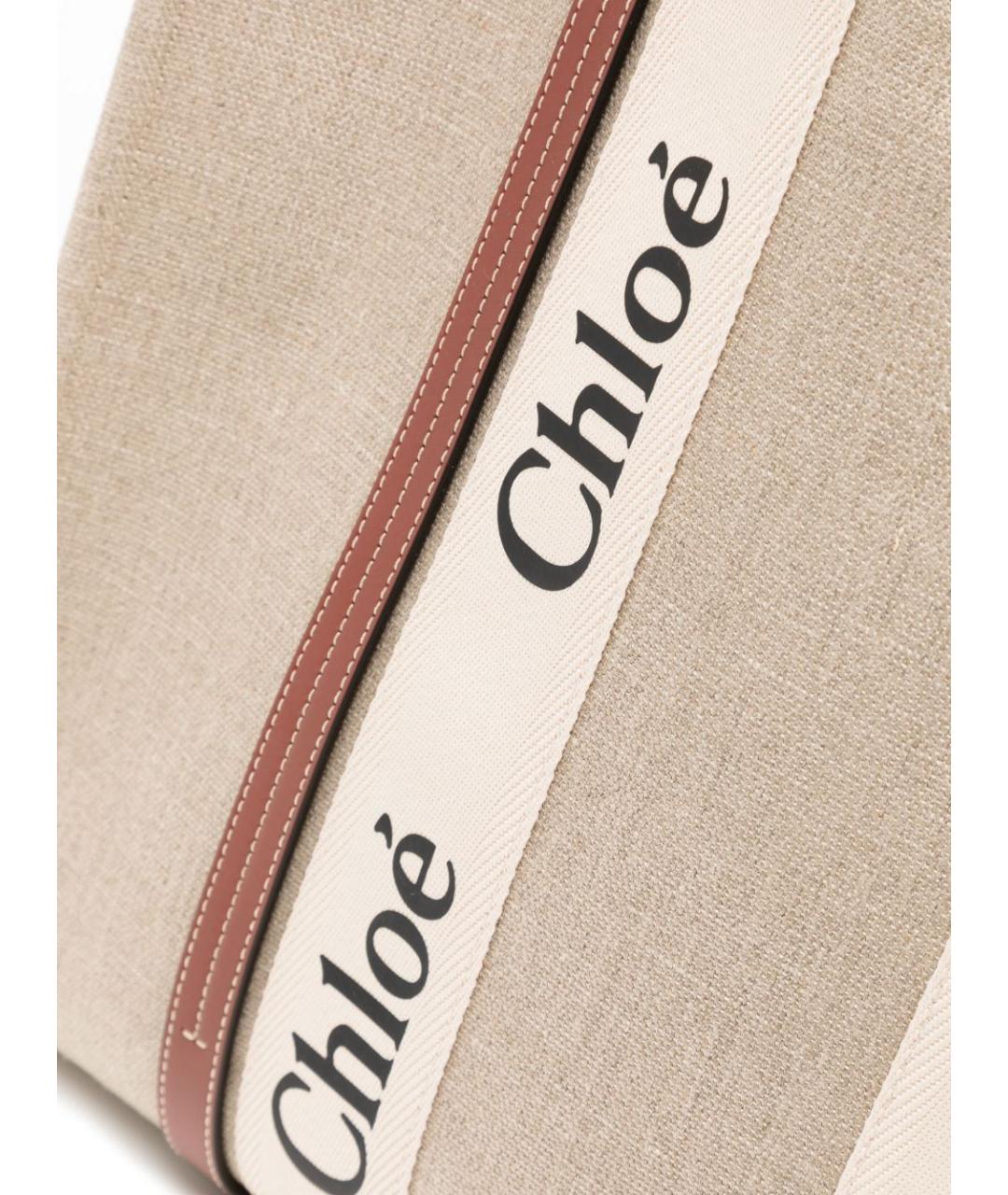 CHLOE Бежевая тканевая сумка тоут, фото 4