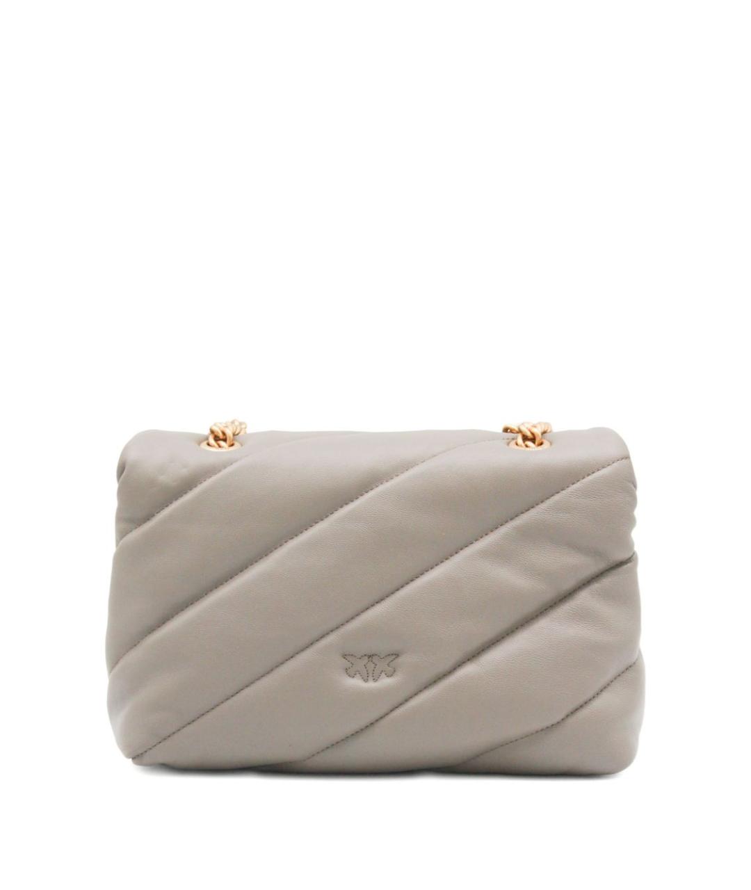 PINKO Серая кожаная сумка через плечо, фото 3