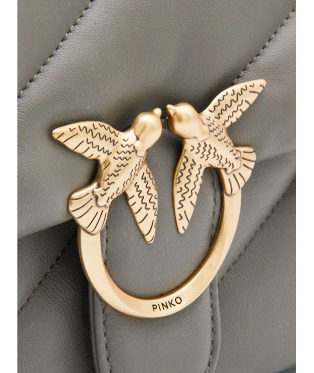 PINKO Серая кожаная сумка через плечо, фото 2