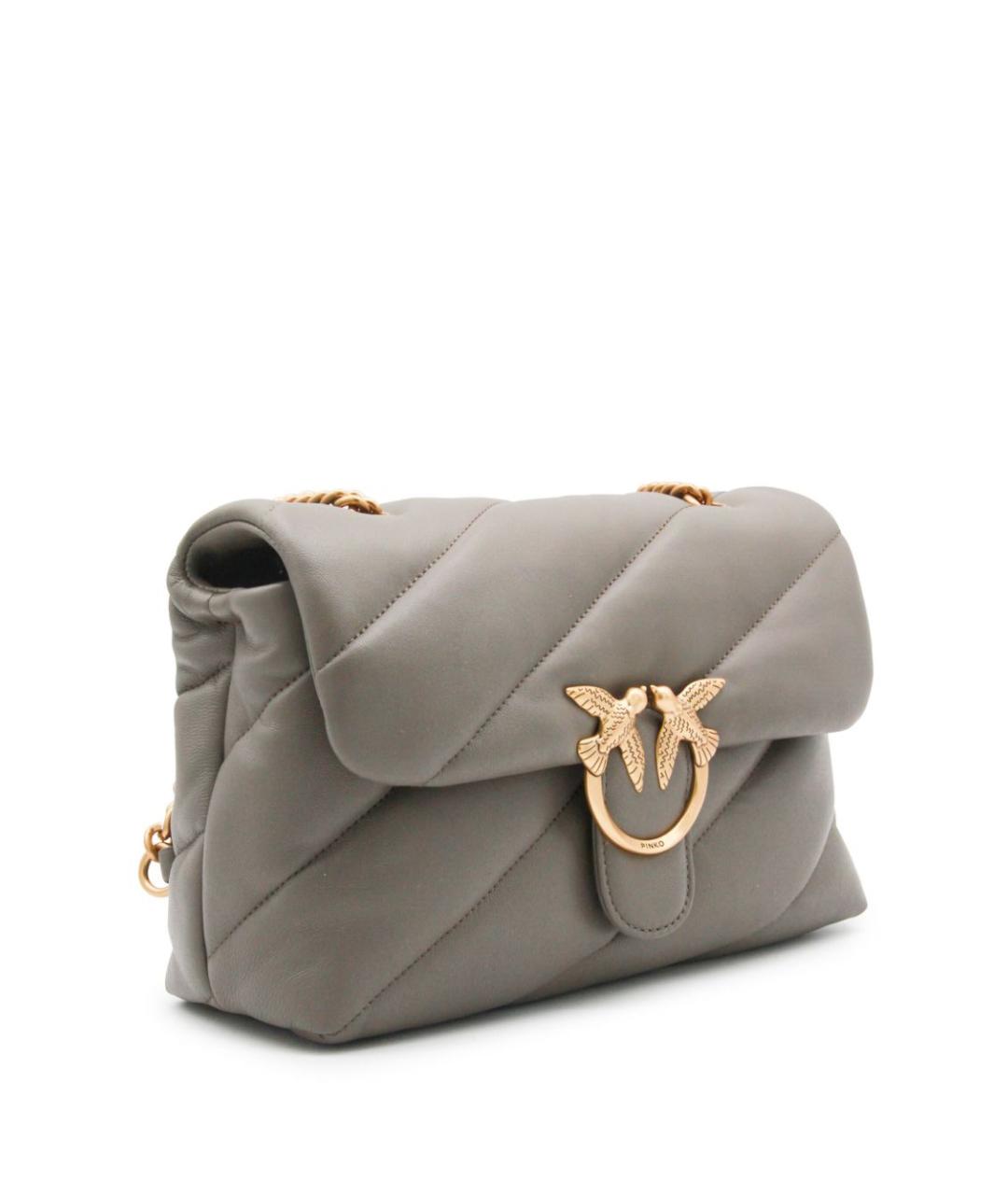 PINKO Серая кожаная сумка через плечо, фото 4