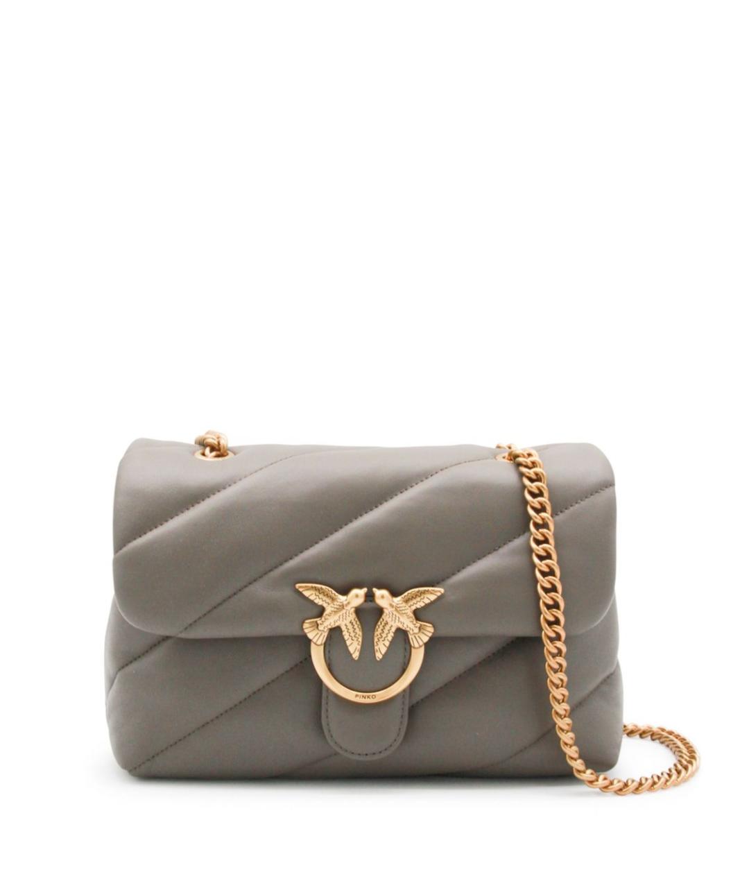 PINKO Серая кожаная сумка через плечо, фото 1