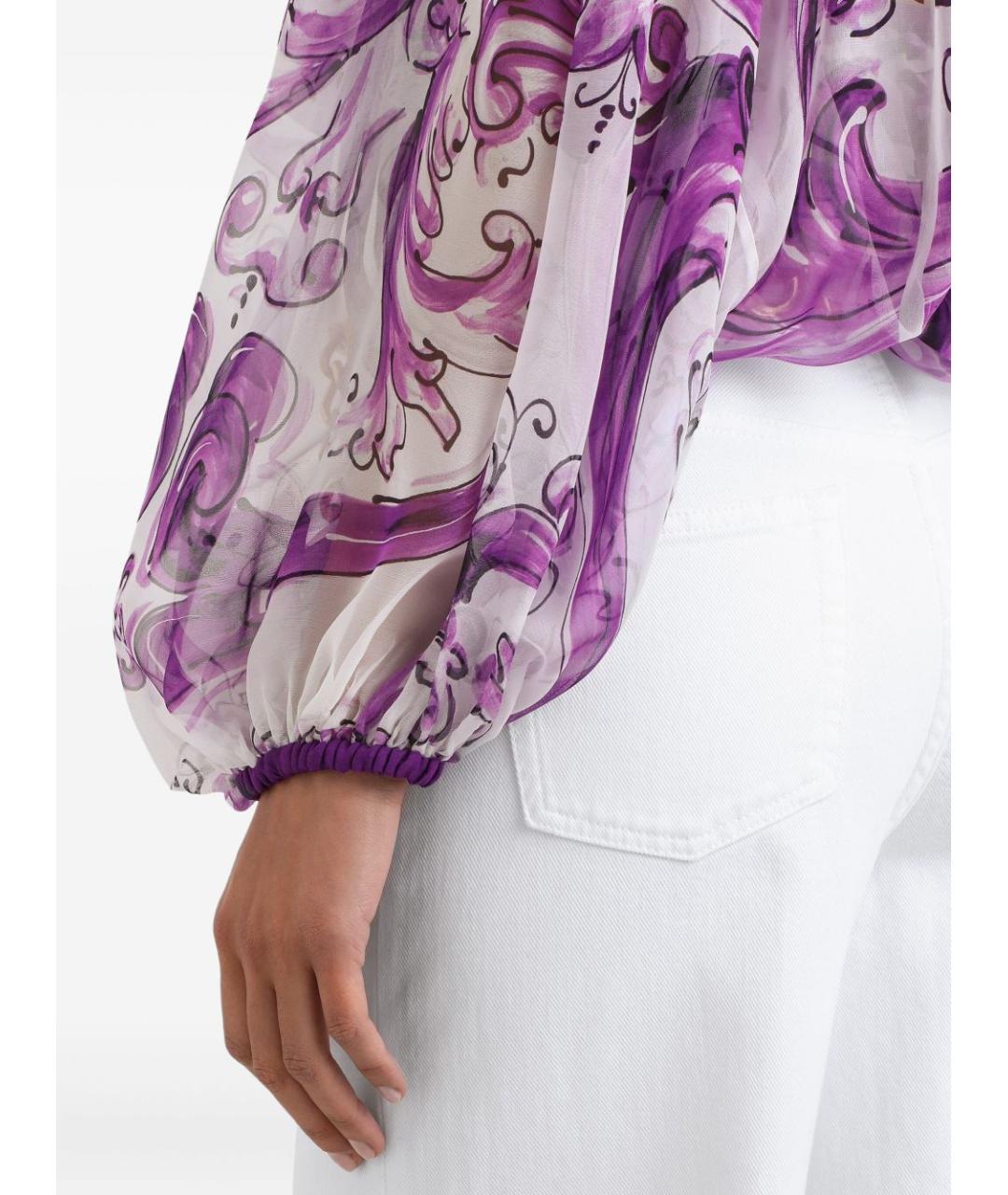 DOLCE&GABBANA Фиолетовая шелковая блузы, фото 5