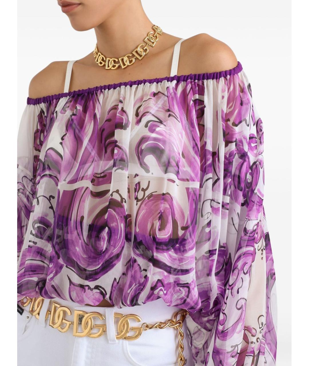 DOLCE&GABBANA Фиолетовая шелковая блузы, фото 4
