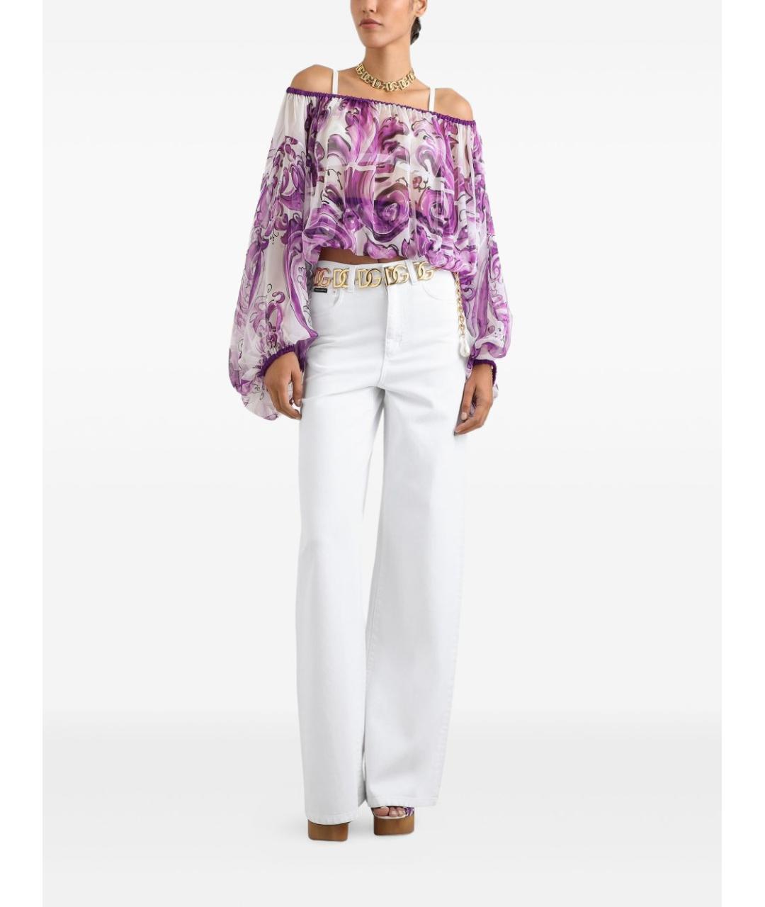 DOLCE&GABBANA Фиолетовая шелковая блузы, фото 3