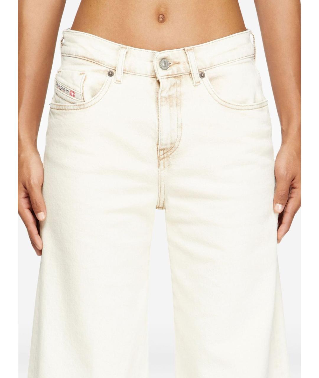 DIESEL Белые хлопковые прямые джинсы, фото 5