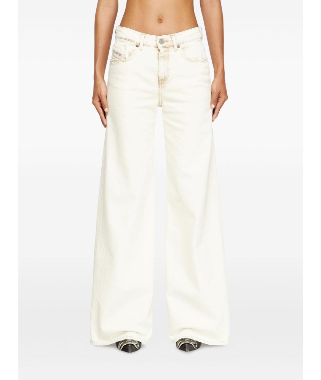 DIESEL Белые хлопковые прямые джинсы, фото 3