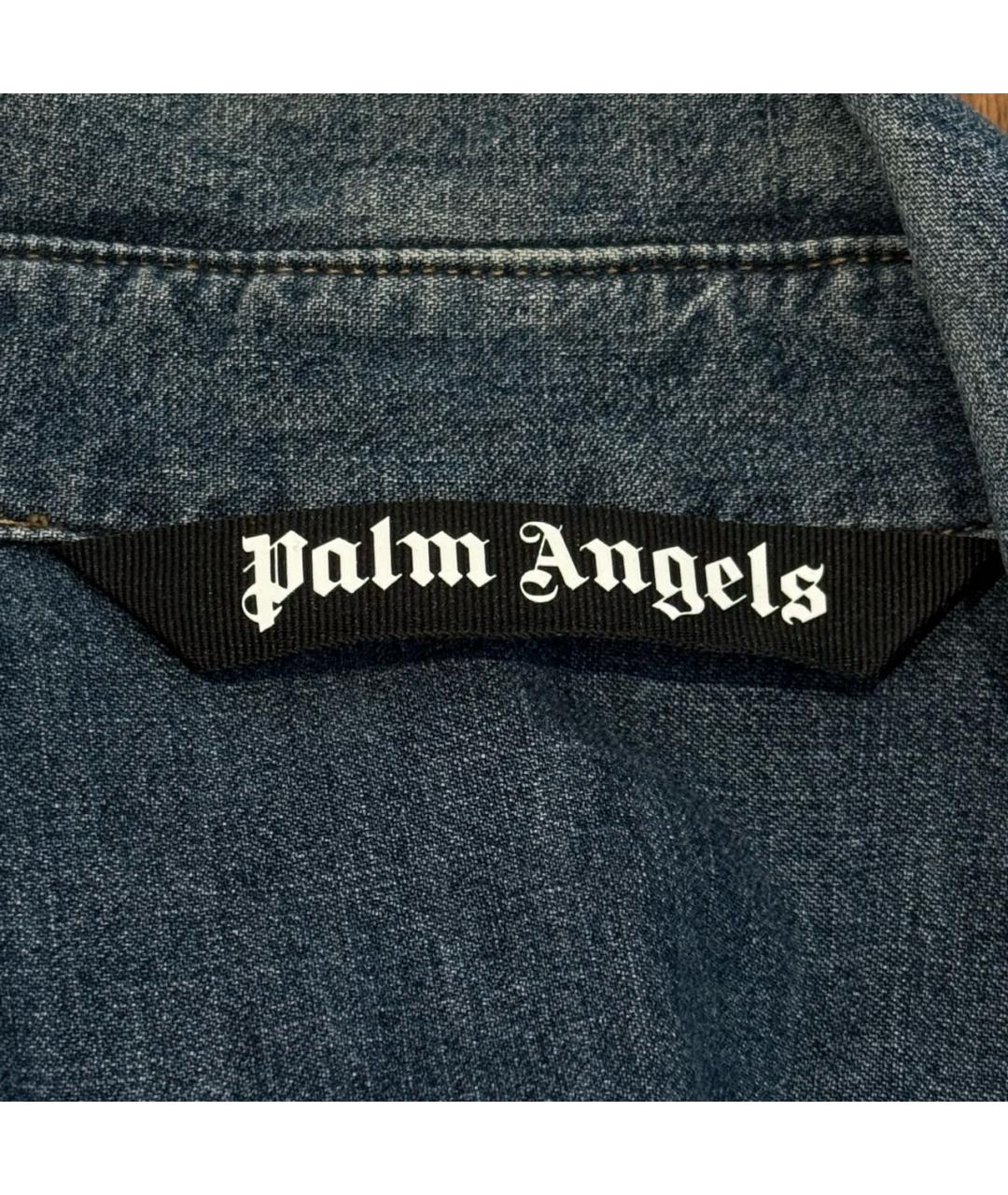 PALM ANGELS Синяя хлопковая кэжуал рубашка, фото 4