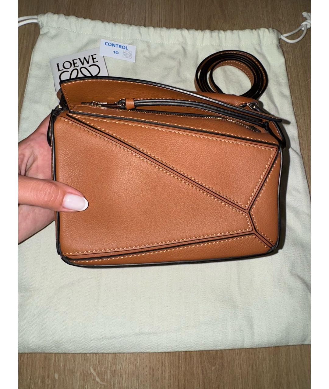 LOEWE Коричневая кожаная сумка через плечо, фото 2