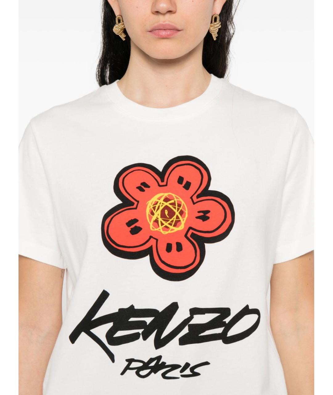 KENZO Белая хлопковая футболка, фото 2