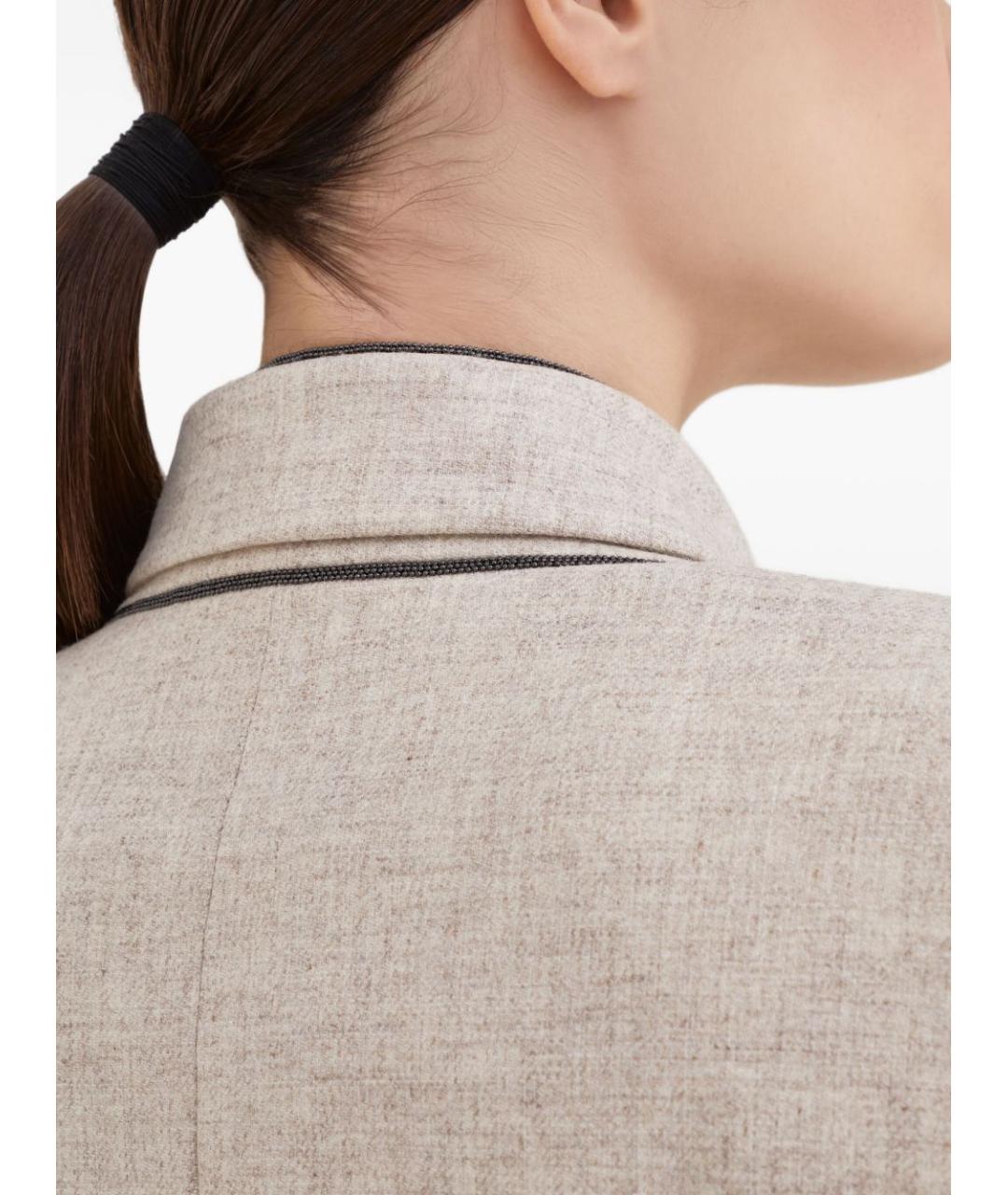 BRUNELLO CUCINELLI Бежевый шерстяной жакет/пиджак, фото 6