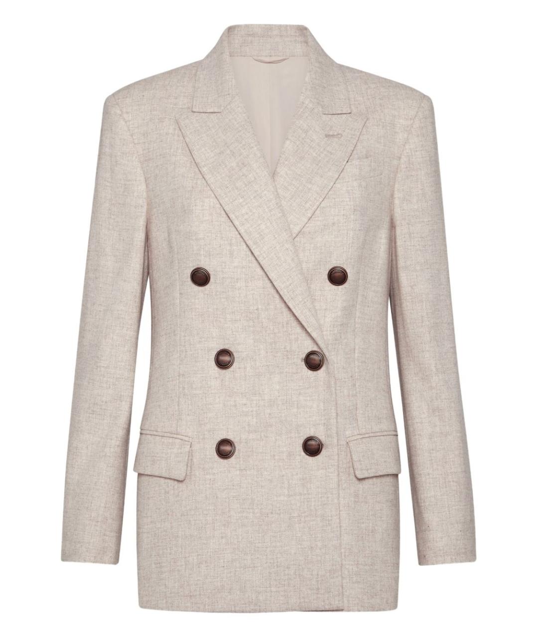 BRUNELLO CUCINELLI Бежевый шерстяной жакет/пиджак, фото 1