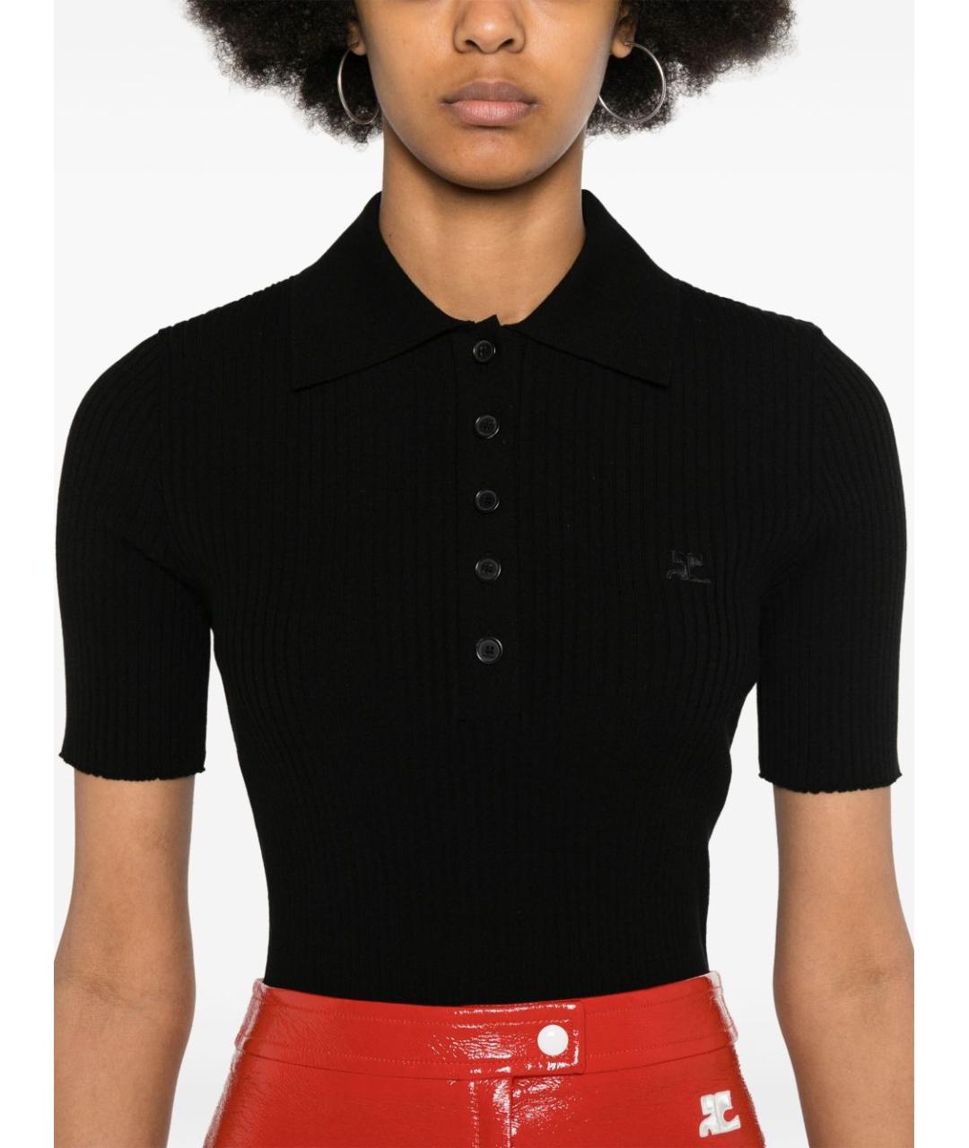 COURREGES Черная вискозная футболка, фото 2