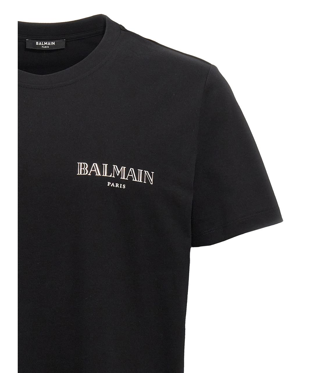 BALMAIN Черная хлопковая футболка, фото 3
