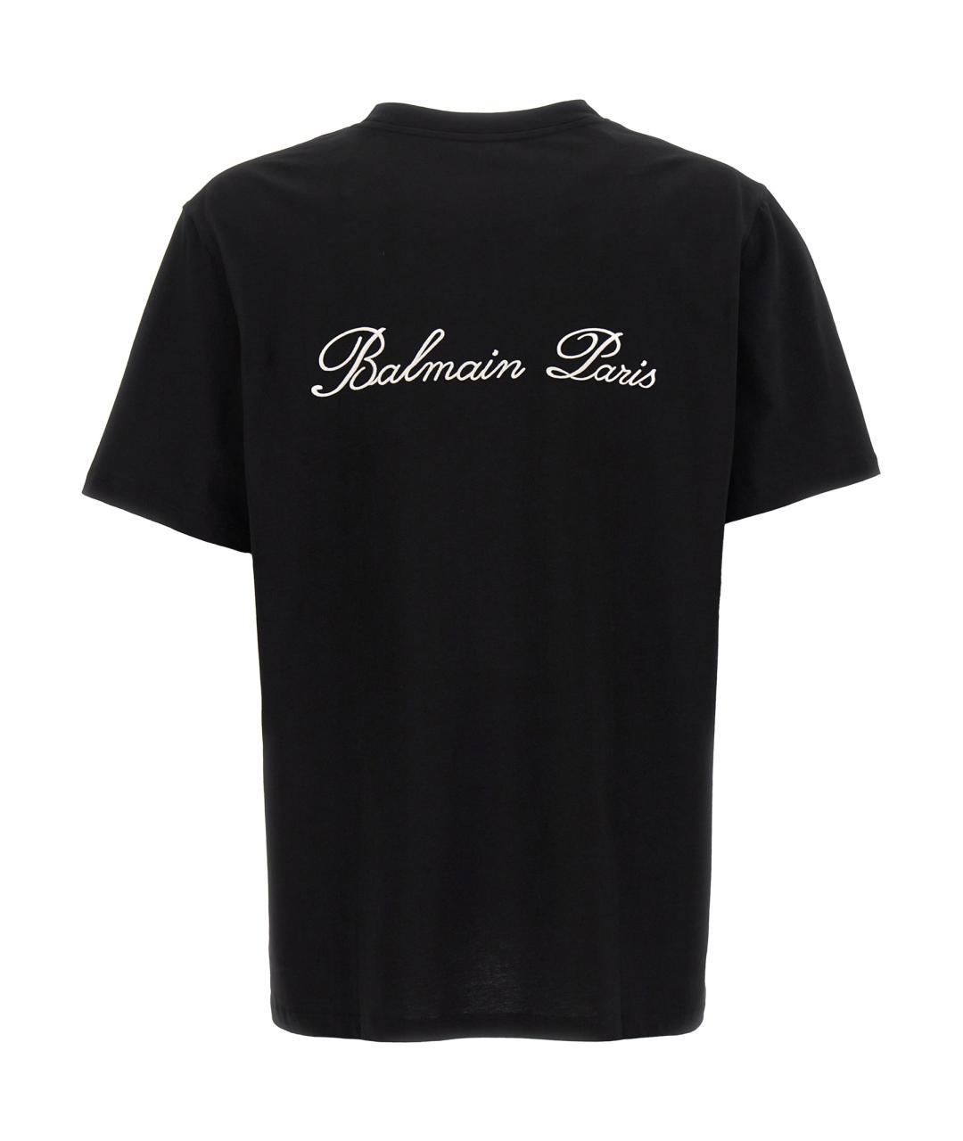 BALMAIN Черная хлопковая футболка, фото 2