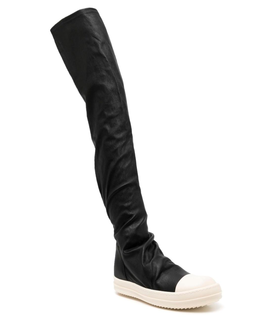 RICK OWENS Черные кожаные ботфорты, фото 2