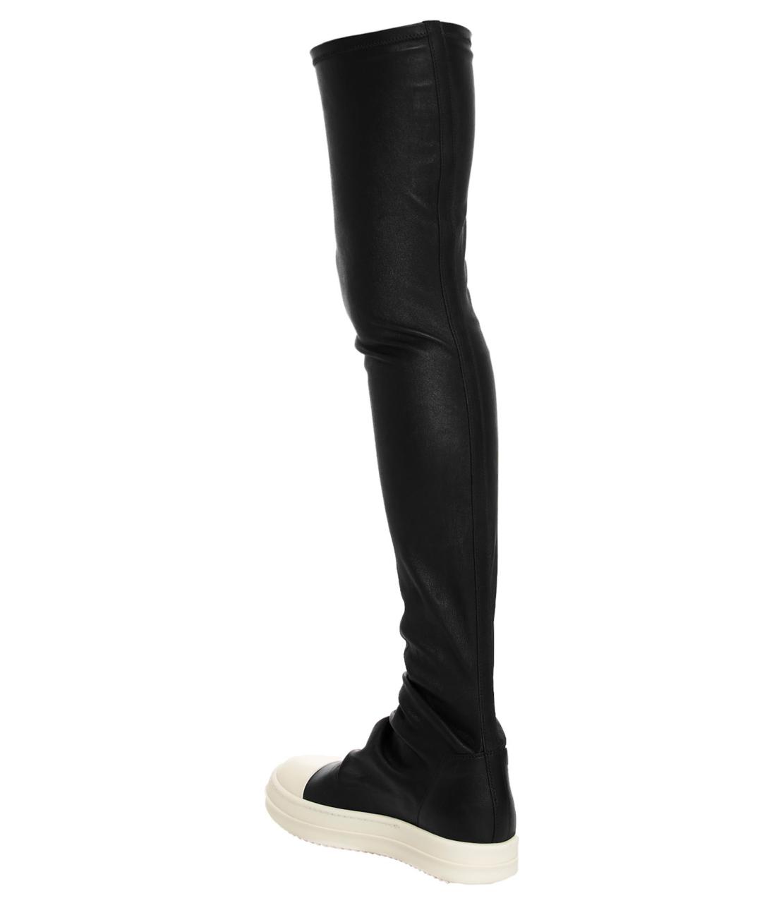 RICK OWENS Черные кожаные ботфорты, фото 3