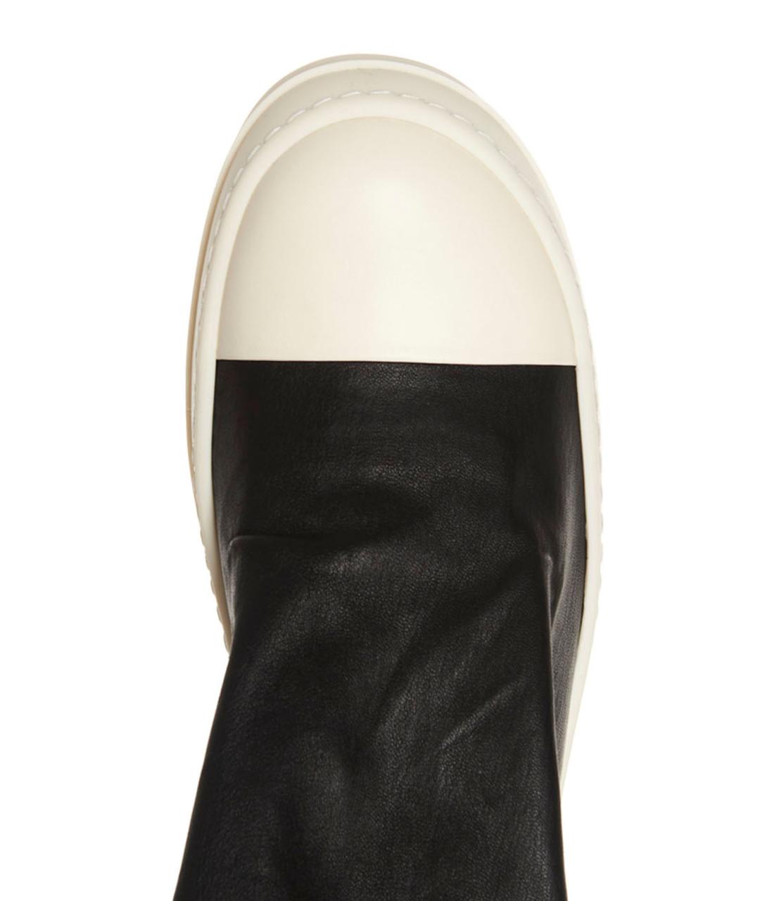 RICK OWENS Черные кожаные ботфорты, фото 4