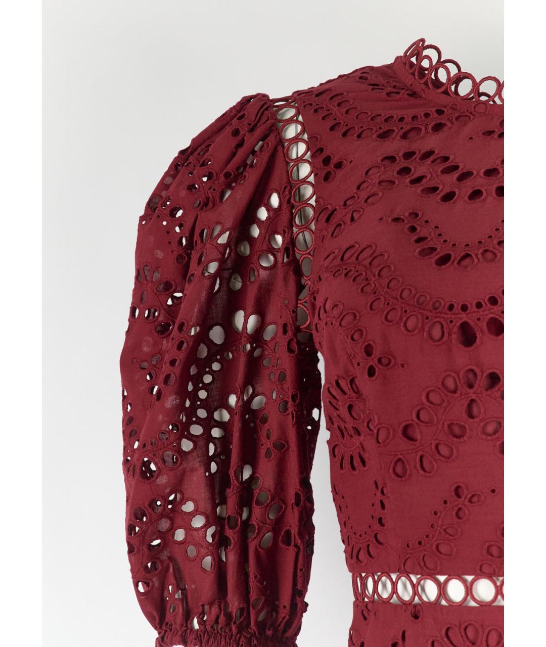 ZIMMERMANN Бордовое хлопковое повседневное платье, фото 3