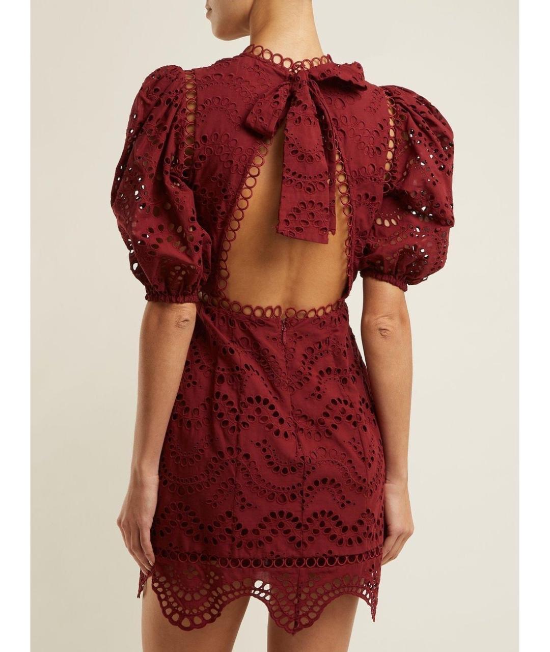 ZIMMERMANN Бордовое хлопковое повседневное платье, фото 7
