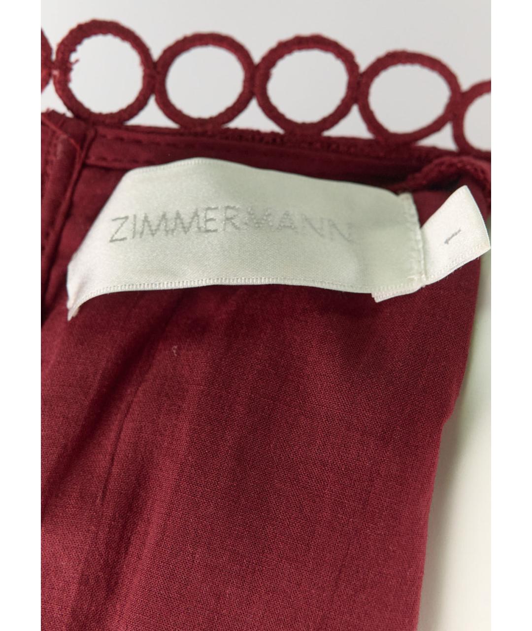 ZIMMERMANN Бордовое хлопковое повседневное платье, фото 6