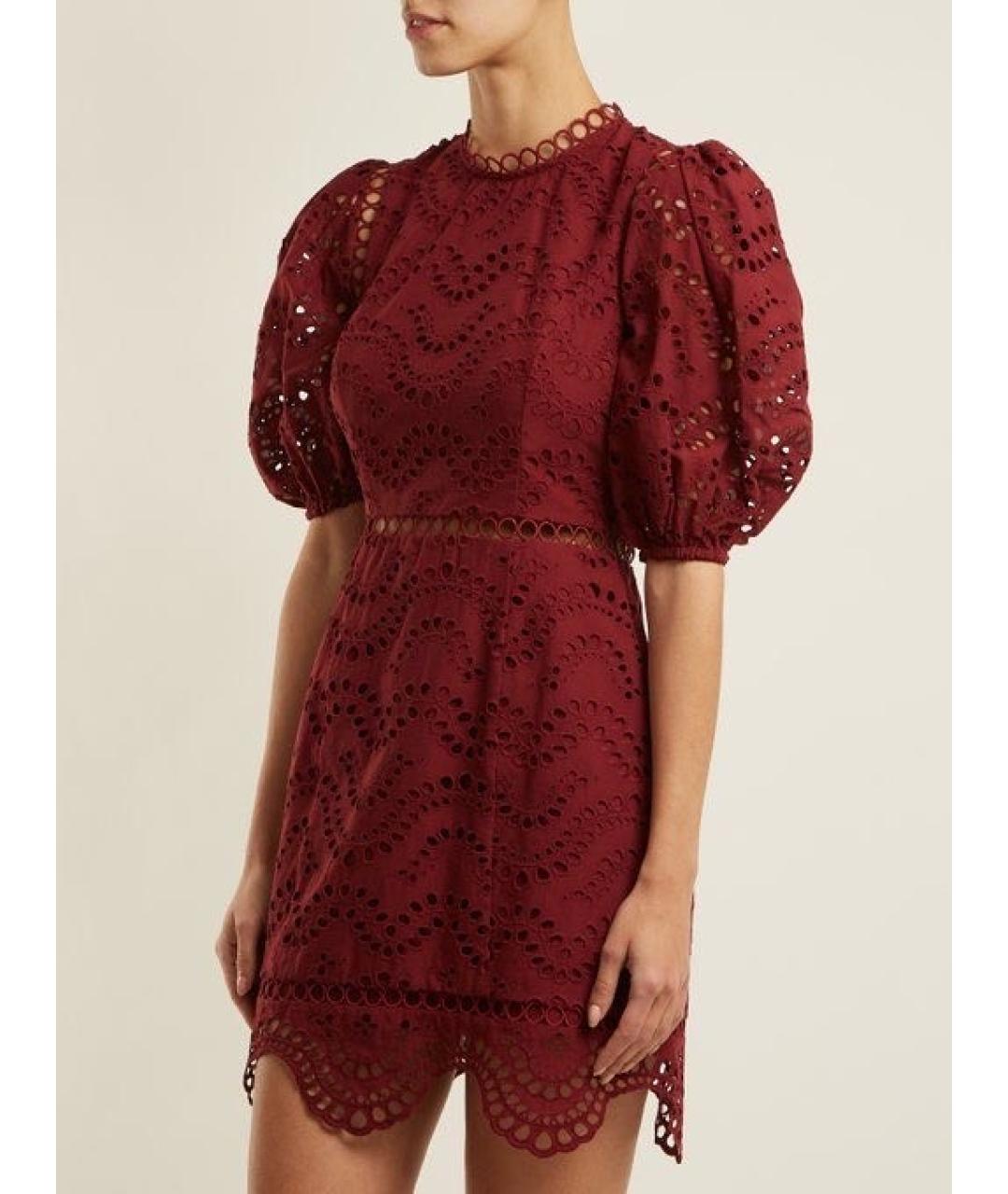 ZIMMERMANN Бордовое хлопковое повседневное платье, фото 2